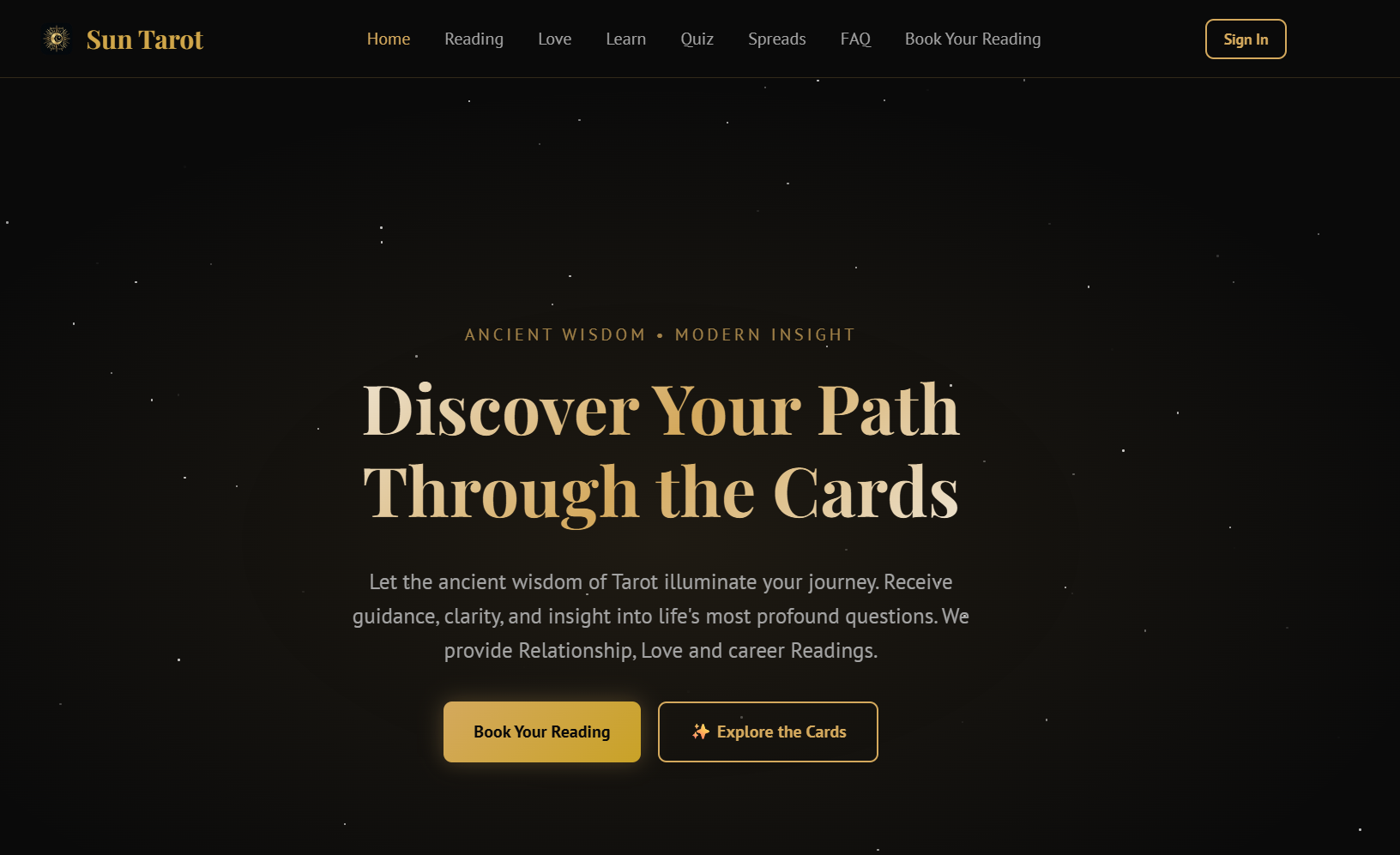 Sun Tarot - Mystical Tarot Reading Platform